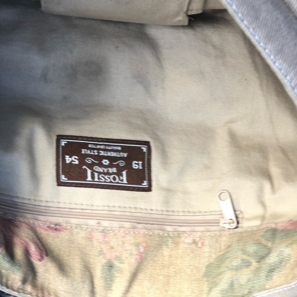 #Vintage Fossil Khaki #Canvas Messenger Bag with Floral & Khaki Interior - Picture 7 of 16